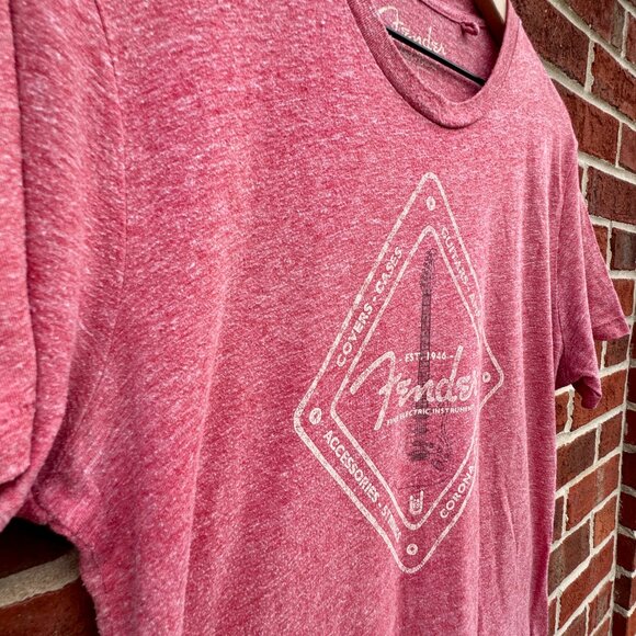 Lucky Brand x Fender T-Shirt Adult Large Heather Red Casual Grunge - Picture 2 of 8
